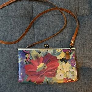 PATRICIA NASH Floral Print Crossbody Leather Purse